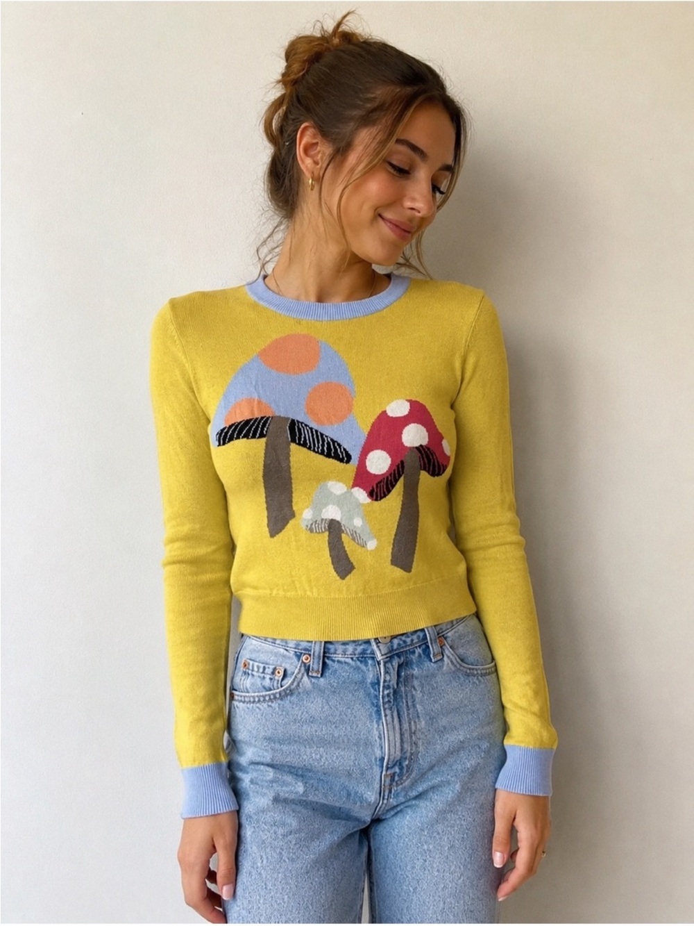 Lingua Franca Silk Cashmere Mushroom Sweater Long Sleeve Top XS